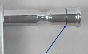 Testa dell'asta di un lucchetto per serranda Viro con punto di rottura programmata